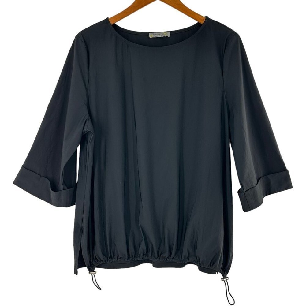 Chalet Black Nylon Drawstring Waist Top Size Large Blouse